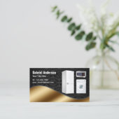 Black Damask Gold Home Toestellen Reparatie Visitekaartje (Staand voorkant)