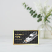 Black Damask Gold Luxury Yacht Charter Visitekaartje (Staand voorkant)