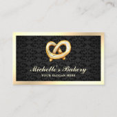 Black Damask Gold Pretzel Bakery Visitekaartje (Voorkant)