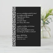 Black Damask  Gothic Invitation Kaart (Staand voorkant)