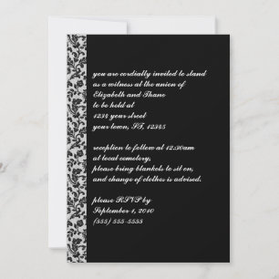 Black Damask  Gothic Invitation Kaart