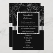 Black damask gothic wedding photo invitation kaart (Voorkant / Achterkant)