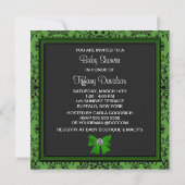 Black Damask Green Bow Princess Baby Shower Kaart (Achterkant)