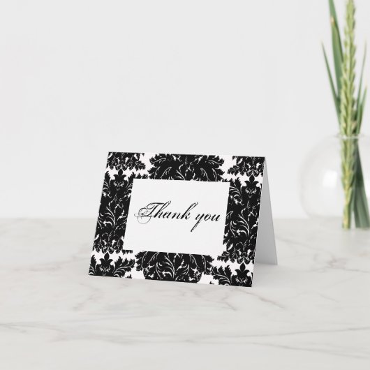 Black Damask Hartelijk dank Bedankkaart (Voorkant)