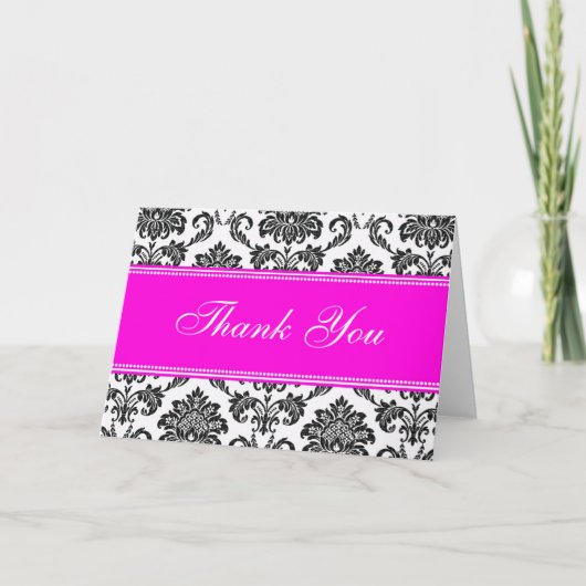 Black Damask Hartelijk dank Bedankkaart (Voorkant)