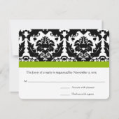 Black Damask Heart Swirl met Apple Green RSVP (Achterkant)