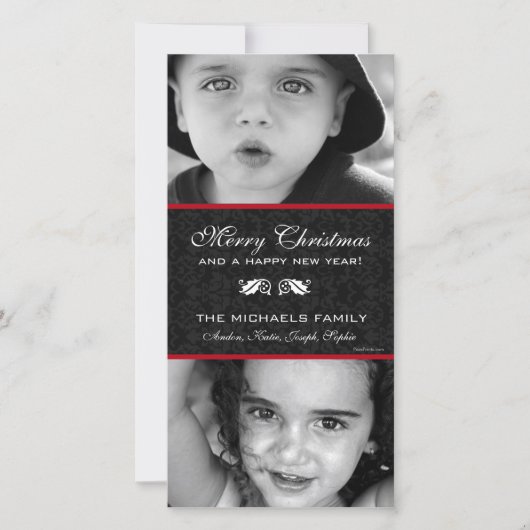 Black Damask Holiday Kaart (Voorkant)