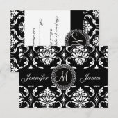 Black Damask Initiaal RSVP-kaarten voor Square Inv RSVP Kaartje (Voorkant / Achterkant)