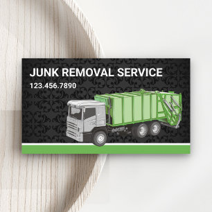 Black Damask Junk Removal Service Garbage Truck Visitekaartje