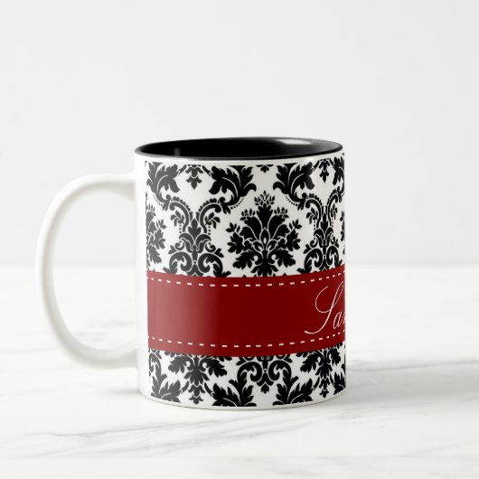 Black Damask Lace Broquade Brocade Coffee Mok Cup (Links)