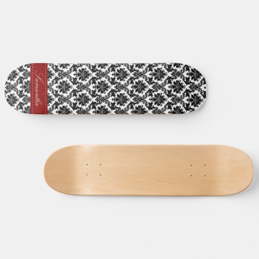 Black Damask Lace Broquade Comp Skateboard (Horizontaal)