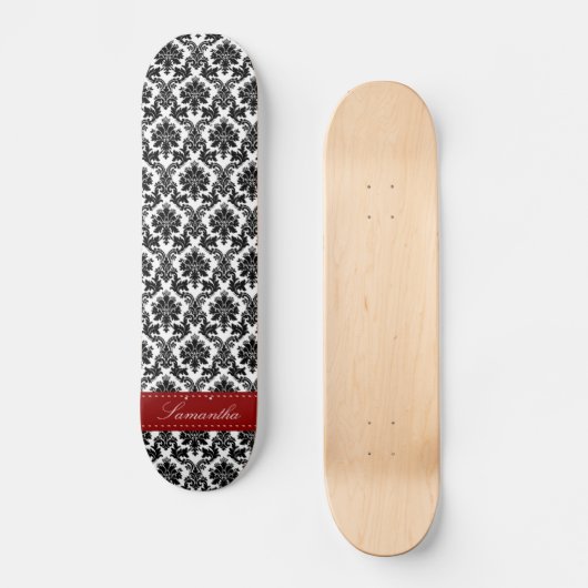 Black Damask Lace Broquade Comp Skateboard (Voorkant)