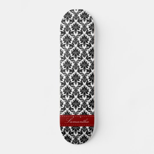 Black Damask Lace Broquade Comp Skateboard (Voorkant)