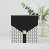 Black Damask Lace Diamond Wedding Uitnodigingen (Staand voorkant)