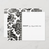 Black  Damask Lace Wedding RSVP Uitnodiging Briefkaart (Voorkant / Achterkant)