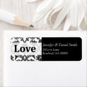 Black Damask Love Wedding Adresetiketten Etiket (Insitu)