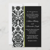 Black Damask met Green accent Wedding Invitation Kaart (Voorkant)