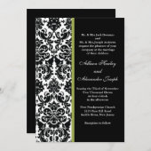 Black Damask met Green accent Wedding Invitation Kaart (Voorkant / Achterkant)