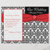 Black Damask met Poppy Red Wedding Program (Voorkant)