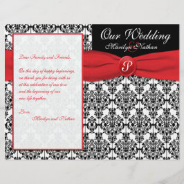 Black Damask met Poppy Red Wedding Program