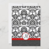 Black Damask met Red Trim Wedding Invitation Kaart (Achterkant)