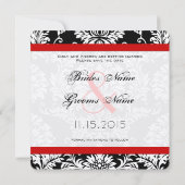 Black Damask met rode afwerking Save the Date (Achterkant)