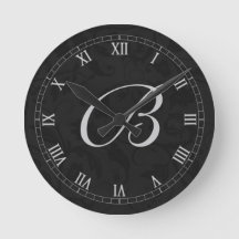 Black Damask met Roman Numerals en Monogram