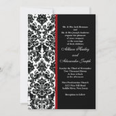 Black Damask met rood accent Wedding Invitation Kaart (Voorkant)
