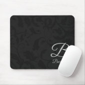 Black Damask met Silver Monogram Muismat (Met muis)