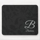 Black Damask met Silver Monogram Muismat (Voorkant)