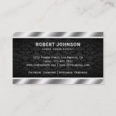 Black Damask Metallic Microphone Voice Over Arties Visitekaartje (Achterkant)