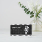 Black Damask Metallic Microphone Voice Over Arties Visitekaartje (Staand voorkant)