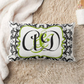 Black Damask Monogram Bride's Pillow Kussen (Deken)