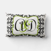 Black Damask Monogram Bride's Pillow Kussen (Achterkant)