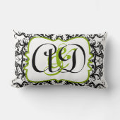 Black Damask Monogram Bride's Pillow Kussen (Voorkant)