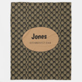 Black Damask Monogram Fleece Deken (Voorkant)