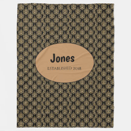 Black Damask Monogram Fleece Deken