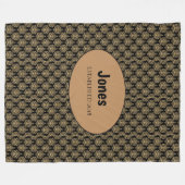 Black Damask Monogram Fleece Deken (Voorkant (Horizontaal))