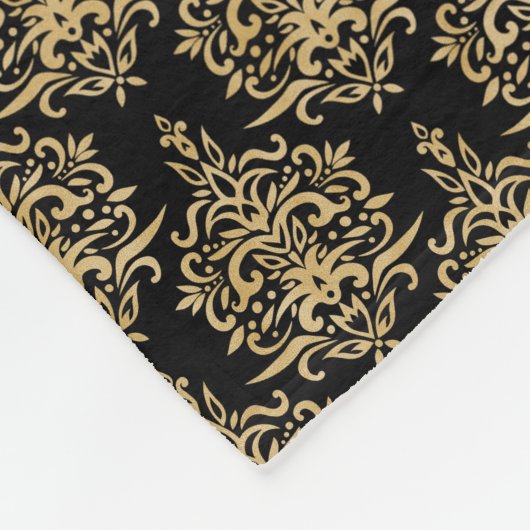 Black Damask Monogram Fleece Deken (Hoek)