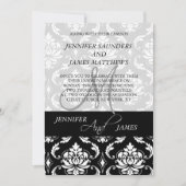 Black Damask Monogram Names Wedding Invitations Kaart (Voorkant)