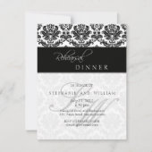 Black Damask Monogram Rehearsal Dinner Kaart (Voorkant)