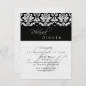 Black Damask Monogram Rehearsal Dinner Kaart (Voorkant / Achterkant)