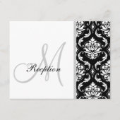 Black Damask Monogram Weddenschappen Informatiekaartje (Voorkant)