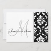 Black Damask Monogram Wedding Invitations Kaart (Voorkant)