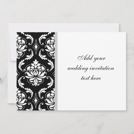 Black Damask Monogram Wedding Invitations Kaart (Achterkant)