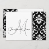 Black Damask Monogram Wedding Invitations Kaart (Voorkant / Achterkant)