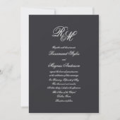 Black Damask | Monogrammed Wedding Kaart (Voorkant)