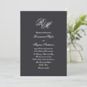 Black Damask | Monogrammed Wedding Kaart (Staand voorkant)