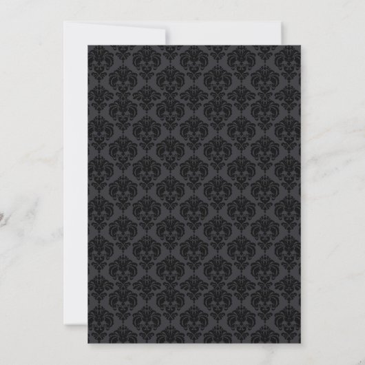 Black Damask | Monogrammed Wedding Kaart (Achterkant)