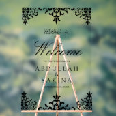 Black Damask Muslim Wedding Welcome Acryl Bord (Neutraal)